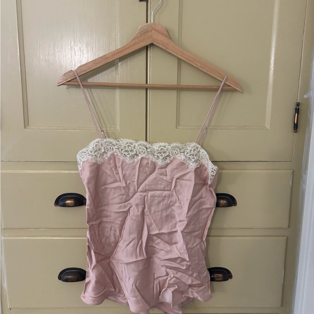 Zara Pink Chemise with Lace Trim